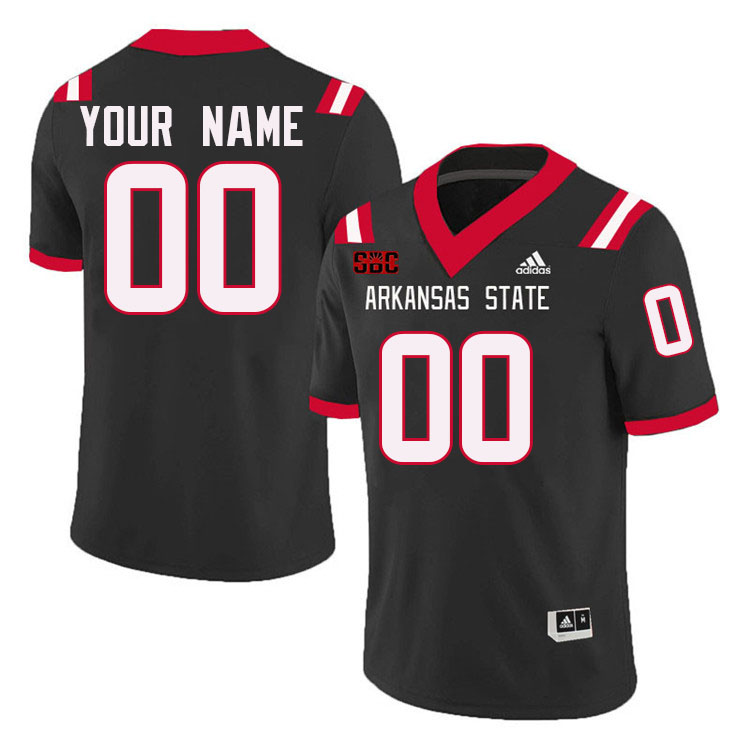 Custom Arkansas State Red Wolves Plyer's Name And Number Football Jersey-Black